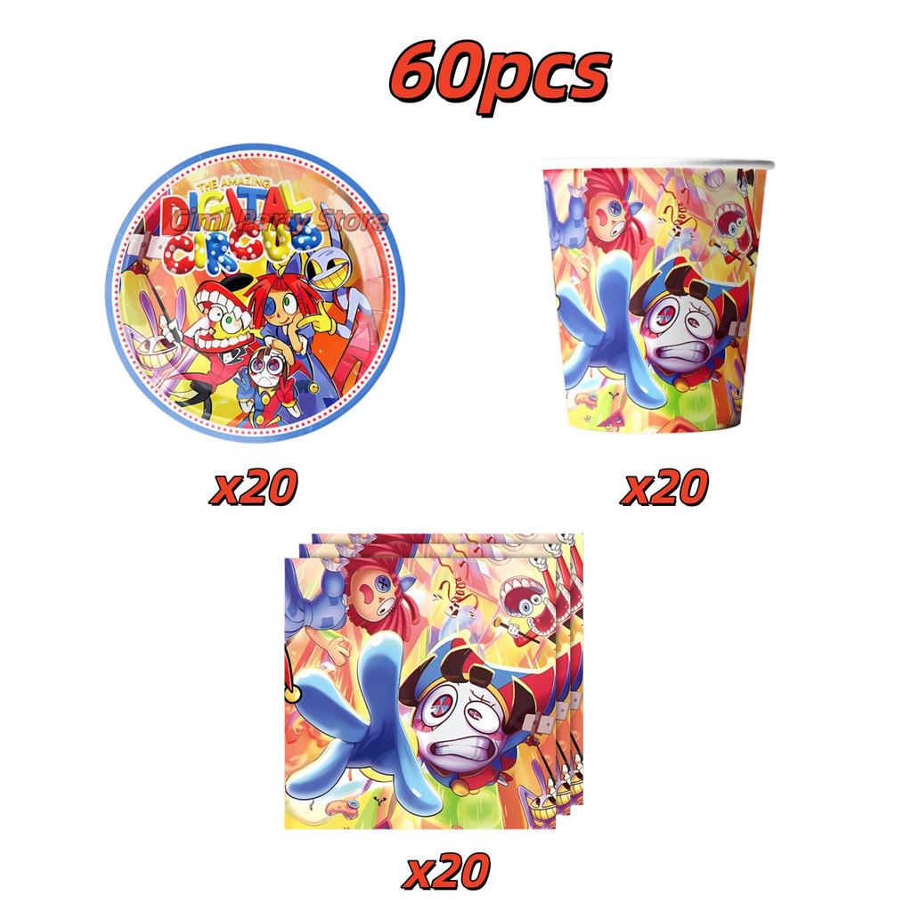 Amazing Tableware Birthday Party Decoration Digitaled Circus Balloon Banner Cake Topper Party Supplies Baby Shower Decor Gifts