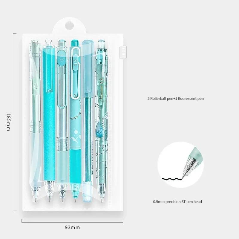 6PCS/set Kawaii Gel Pen 0.5mm ST Pen Tip Neutral Black Ink Pen for School Office Writing Supplies Stationery Cute Pens