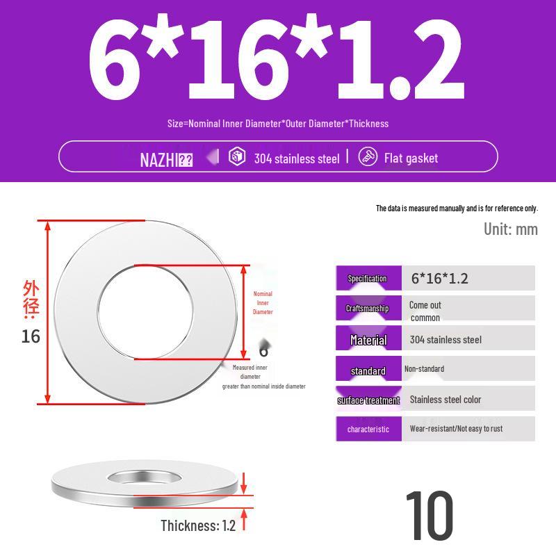 Thickened 304 Stainless Steel Flat Washer Spacer (M4-M8)