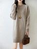 Autumn/Winter 2025 Women's Wool Mid-Length Loose Sweater Dress - Round Neck Knit Style.