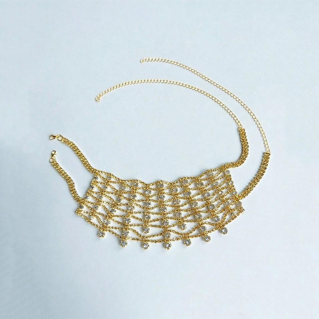 European And American Exaggerated Full Diamond Fringed Neck Chain Super Flash Light Luxury Temperament Dress Accessories Bridal Wedding Dress Evening