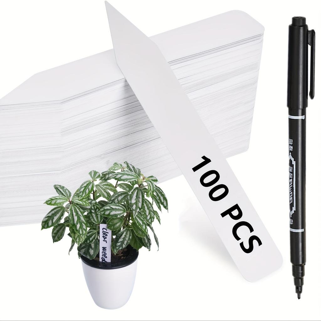 100pcs Plant Labels 4-Inch Plastic Plant Name Tags Waterproof Garden Labels for Flowers Herbs Potted Plants And Vegetable Pots