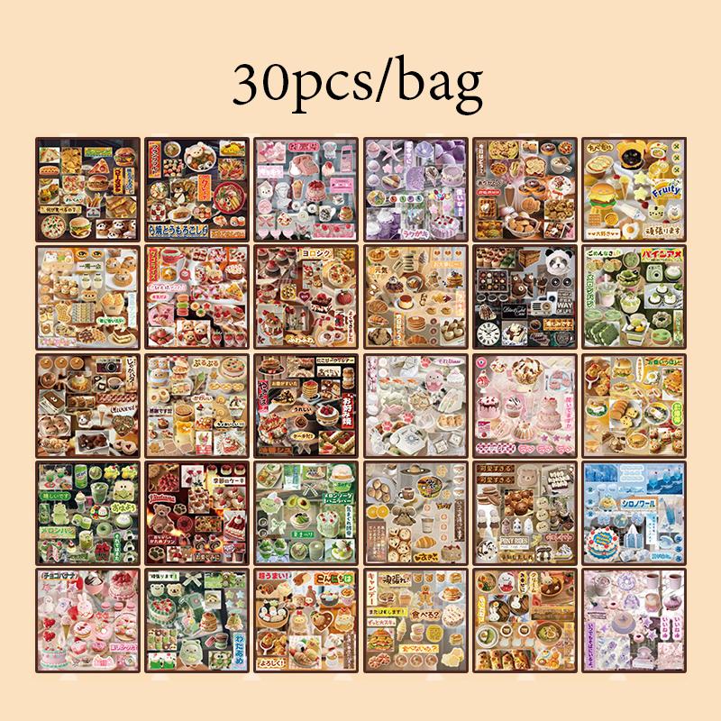 Japanese Food Mobile Phone Art Sticker Book Student Journal Sticker Album 30sheets/Book Adult DIY Decor Craft Diary Stationery
