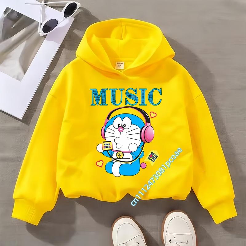 Doraemon children's hooded sweatshirt for boys, girls' casual top with cartoon print,long-sleeved,suitable for autumn and winter