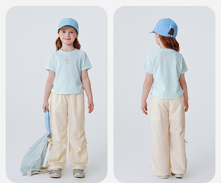 Mini Balabala Girls' and Children's Set Short Sleeve Summer T-shirt Pants New 2026