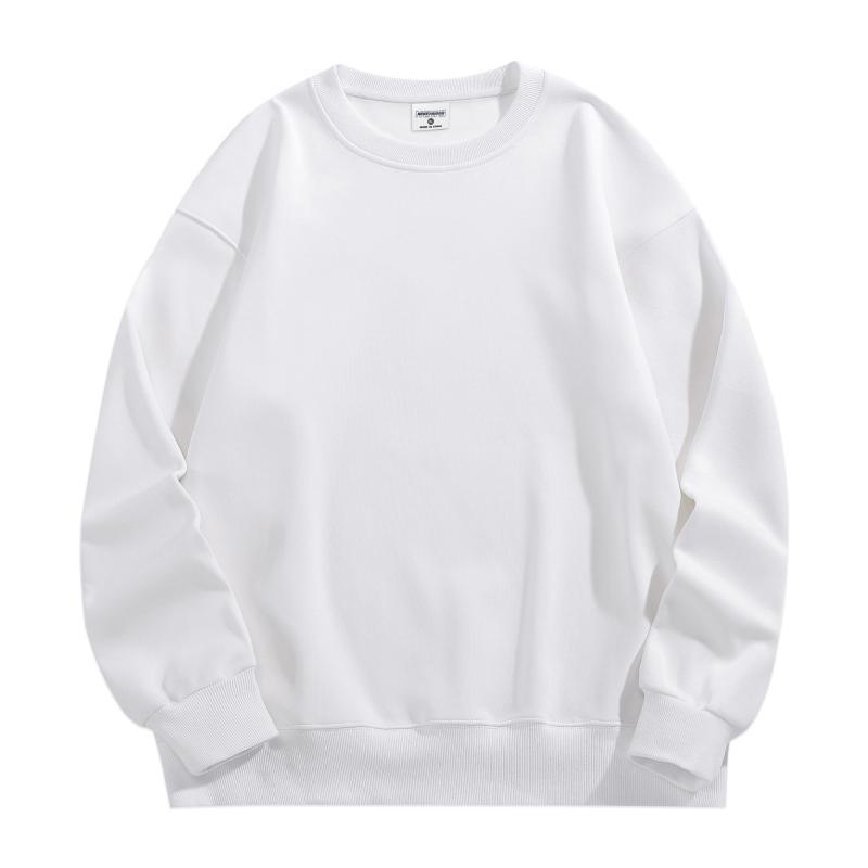 Men's Heavyweight Velvet Crewneck Sweatshirt - Thick Lambswool-Style, Loose Fit, Solid Color, Unisex, 500g.