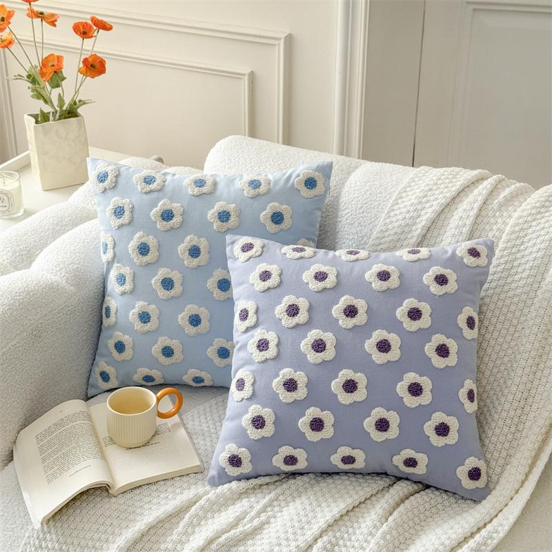 45x45CM Solid Color Square Throw Pillow Cover Light Luxury Nordic Flower Sofa Cushion Waist Cover Home Decorative Pillowcase