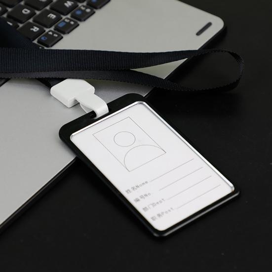 Aluminum Alloy Vertical Business Work Name ID Card Badge Holder with Lanyard