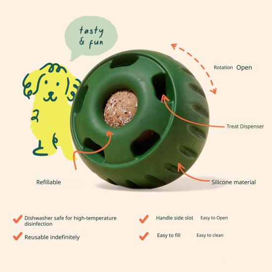 Dog Slow Feeder Ball Interactive Silicone Dog Chew Toy Treat Dispenser Ball DIY Dog Food Ball Mold for Dogs Teething Mental Stimulation