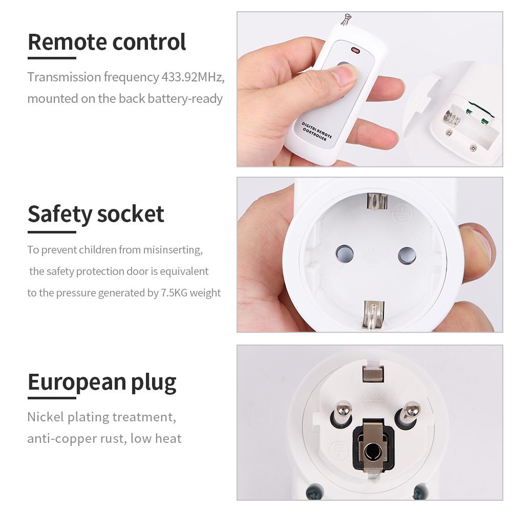 AL09G-RC 433MHz Universal Smart Plug Remote Control Socket EU Plug 220V For Home Appliances Fan Light