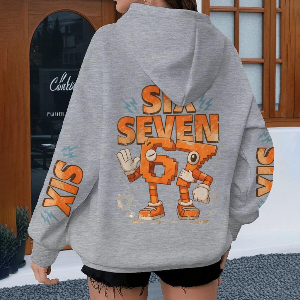 Cartoon 67 Six Seven Hoodies Men Women Meme Six Seven Cartoon Print Pullover Casual 67 Trend Hoody