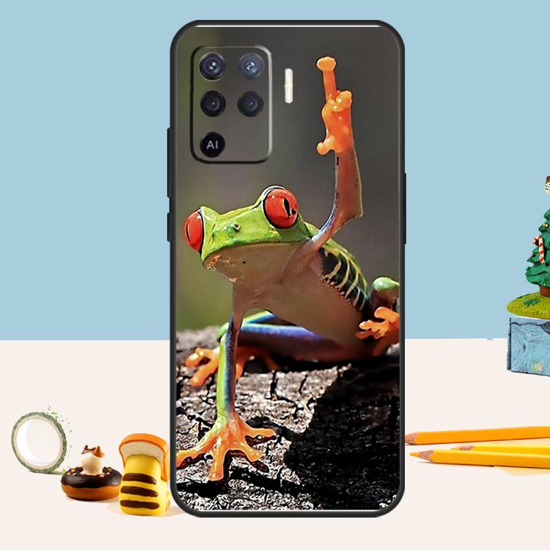 Green Frog Wildlife Case For Oppo A5 A6 Pro A15 A16 A76 A96 A17 A57 A98 A58 A78 A18 A38 A54 A74 A94 A40 A60 A80