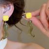Vintage Color Block Resin Drop Earrings Women Irregular Wavy Dangle Earrings Fresh Cute Sweet Daily Wear Holiday Jewelry Gifts