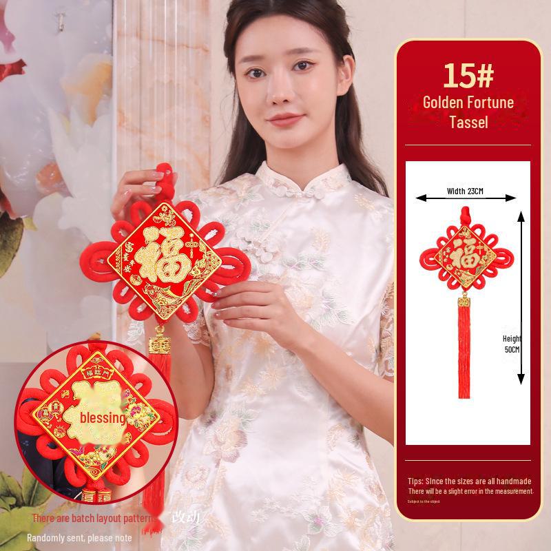 Luxusní přívěsek čínského uzlu se zlatou rybkou pro novoroční požehnání a dekoraci při kolaudaci