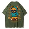 Cotton Fashion Bear Pattern Printed Men's T Shirt Round Neck Loose Tops Breathable Comfortable Casual Oversized Women Clothing