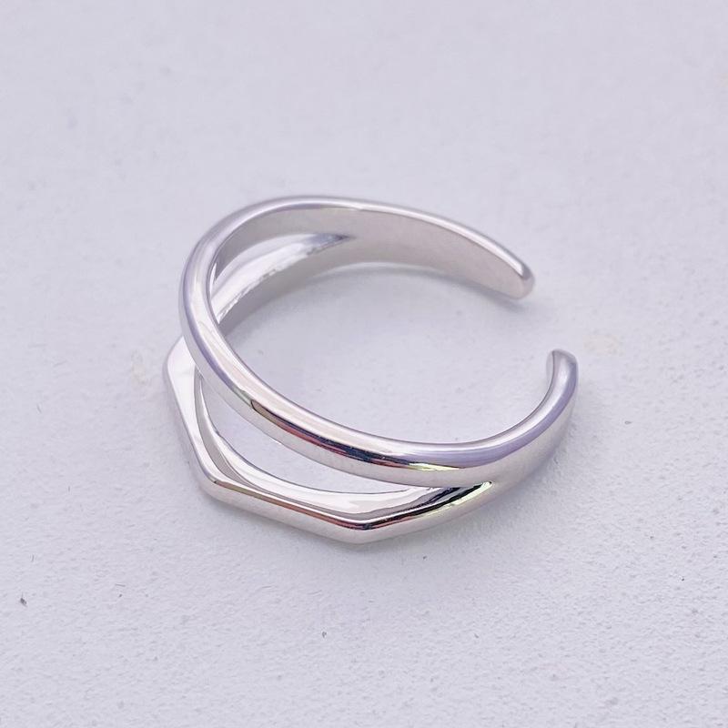 

Двойное бриллиантовое кольцо, открывающееся женское, корейский стиль, темперамент, простые бриллиантовые открытые кольца, мужское кольцо, мода Opening adjustable