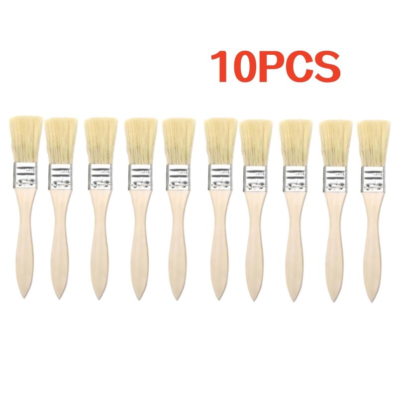 5/10/20Pcs Pig Mane Brushes, Suitable For Art, Handicrafts, Plastering, Painting, Glue Application, Wooden Handles Set