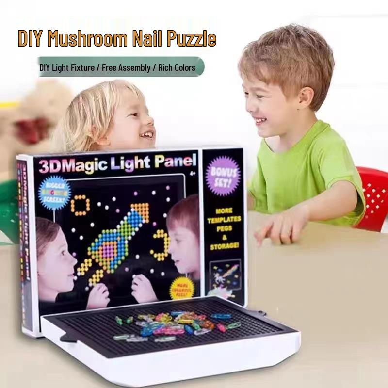 DIY Creative Mushroom Lamp Toy for Kids - Educational Pixel Panel with Luminous Beads