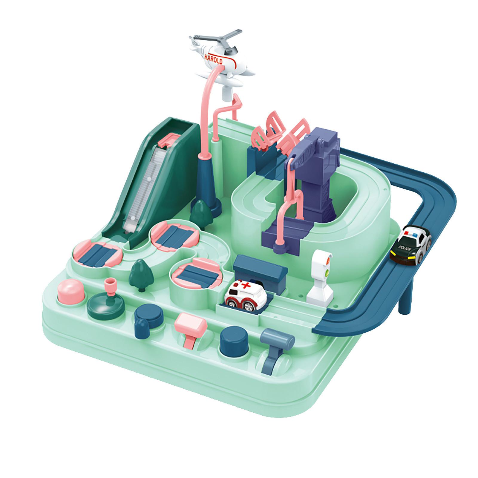 

(H0826)Гоночные треки, автомобильные приключенческие игрушки для мальчиков и девочек 3-8 лет, городская спасательная игрушечная машина, игровые наборы для автомобильных треков для малышей зелёный