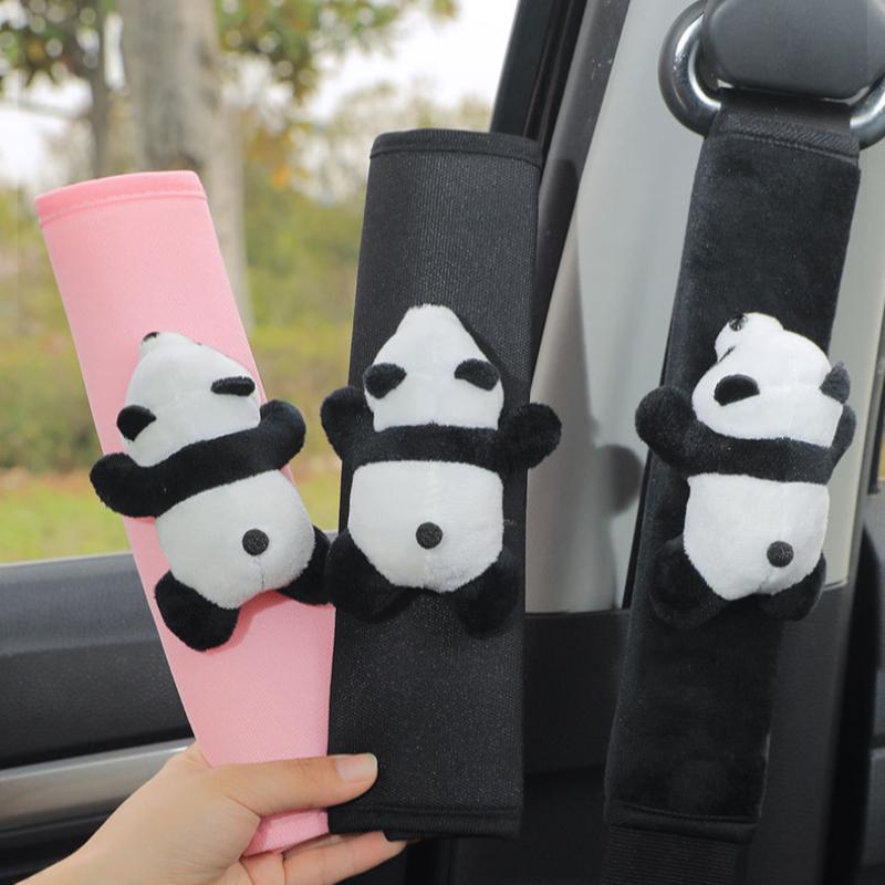 Automobile Safety Belt Decoration Cartoon Panda Safety Belt Shoulder Pad Plush Automobile Seat Belt Accessories Car Decorations