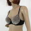 Women's Sexy Lingerie,Fashion Rhinestone Cover Bra Top for Dancing Performance Party,Spiky Steampunk Metallic Studded Rivets Top
