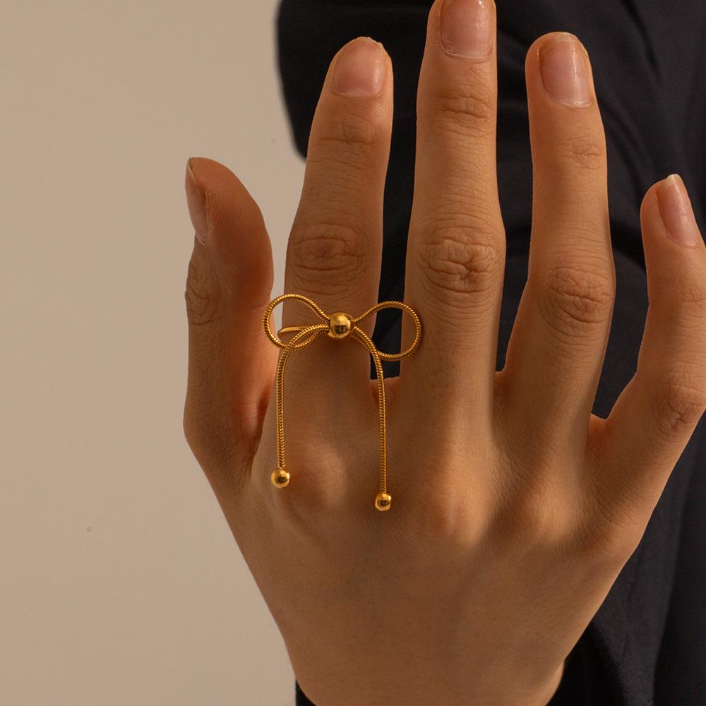  Trendy Stainless Steel Snake Chain Bow Earring Necklace for Women Stainless Steel High-Grade Delicate Jewelry Gift