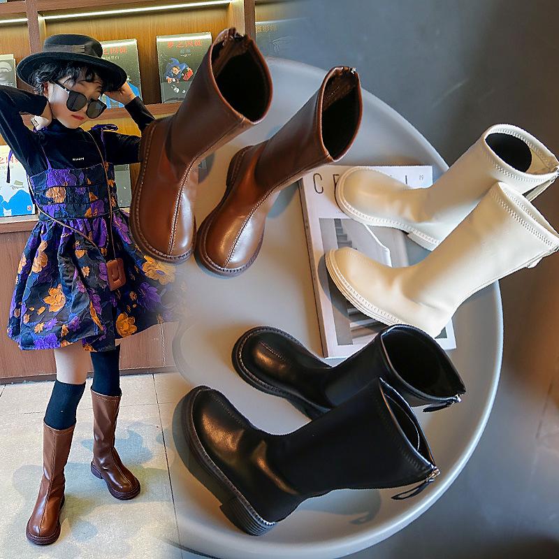 Stivali Princess Alti da Bambina - Pelle, Mezza Gamba, Comodi, Versatili per Autunno/Inverno