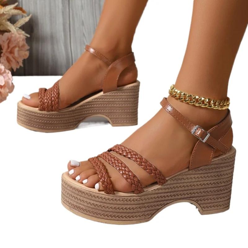 

Fashion Women s Platform Wedges Sandals 2025 Summer Round Toe Outdoor Casual Shoes Ladies Fashion Butterfly-knot Slippers Women Zapatos 42