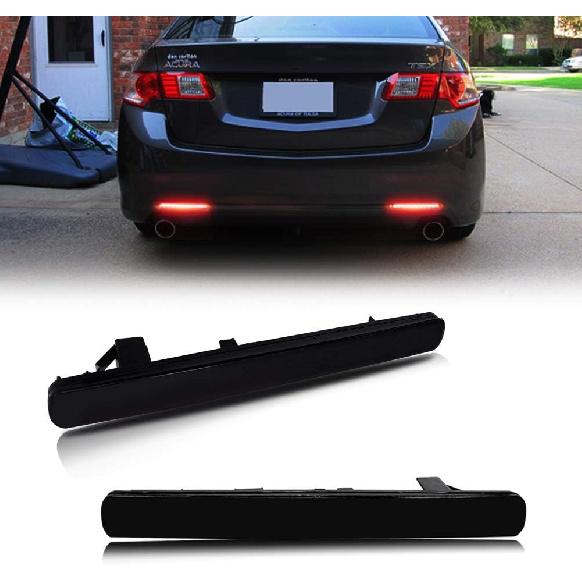ADIIL Smoked Lens Led Rear Bumper Reflector Tail Fog Light Compatible with 2009-2014 Acura TSX (Euro Accord) Smoked Lens