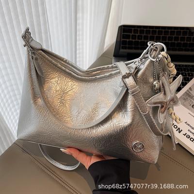 Fashion Texture Underarm Bag 2025 New Versatile Large-capacity Tote Bag Women's Korean Version Simple Shoulder Messenger Bag Tide