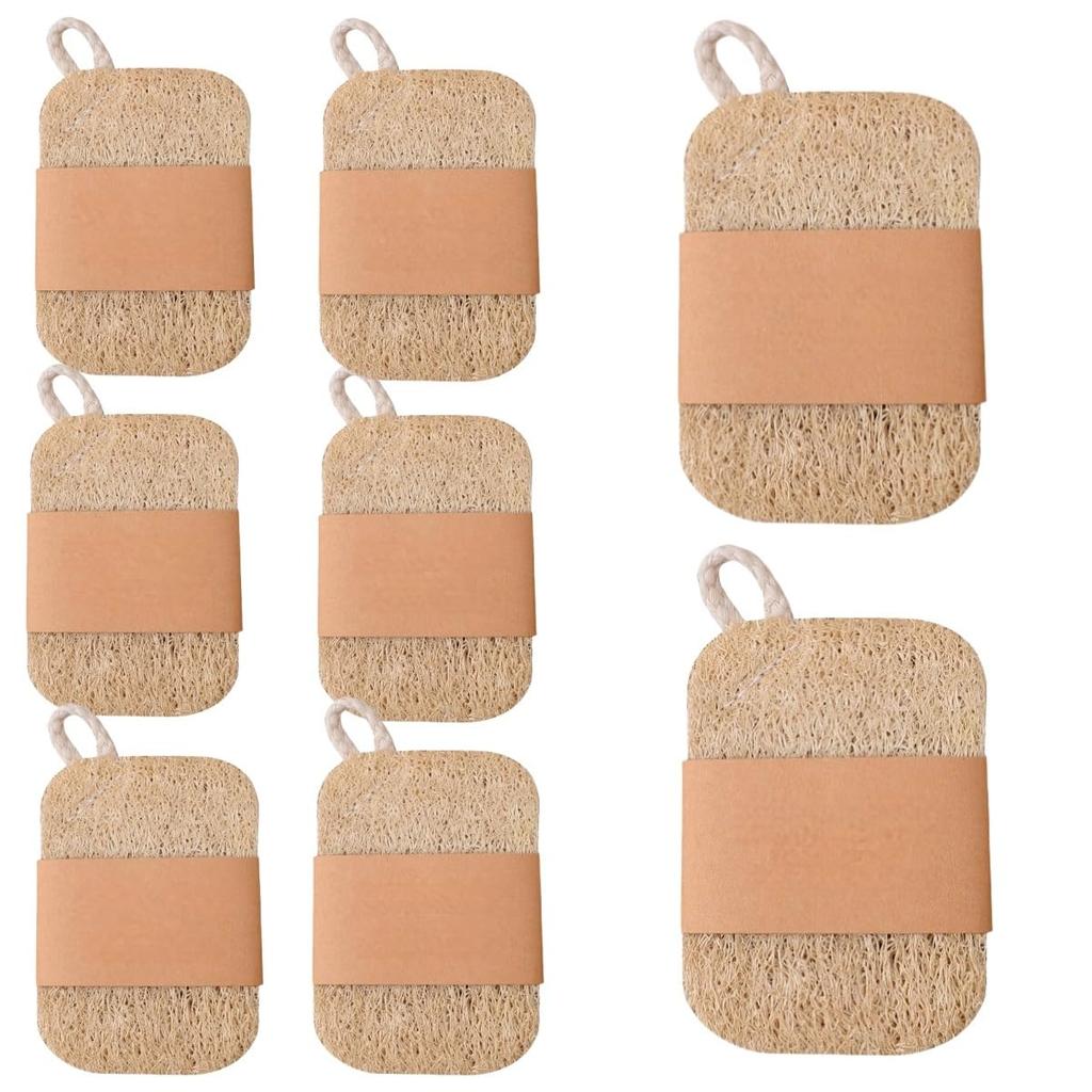Natural loofah dishwashing scrubber scratch-free and biodegradable cleaning sponge brown color 8PCS