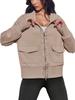 Women's Lightweight Zip Up Sweatshirt Jacket Collared Pocket Casual Outdoor Coat for Running Hiking Travel