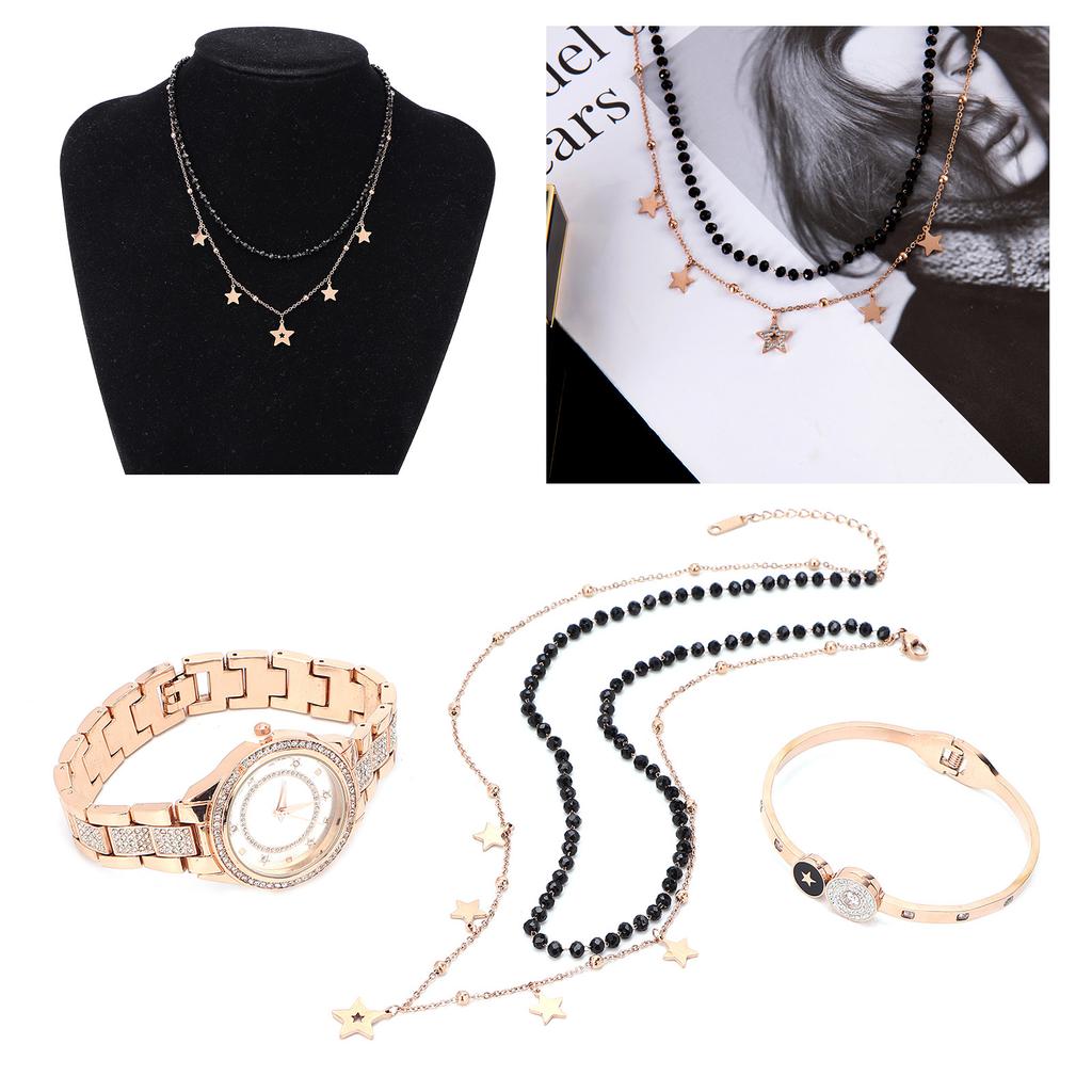 Women Jewelry Set Watch Bracelet Necklace Wife Girlfriend Anniversary Birthday Gift