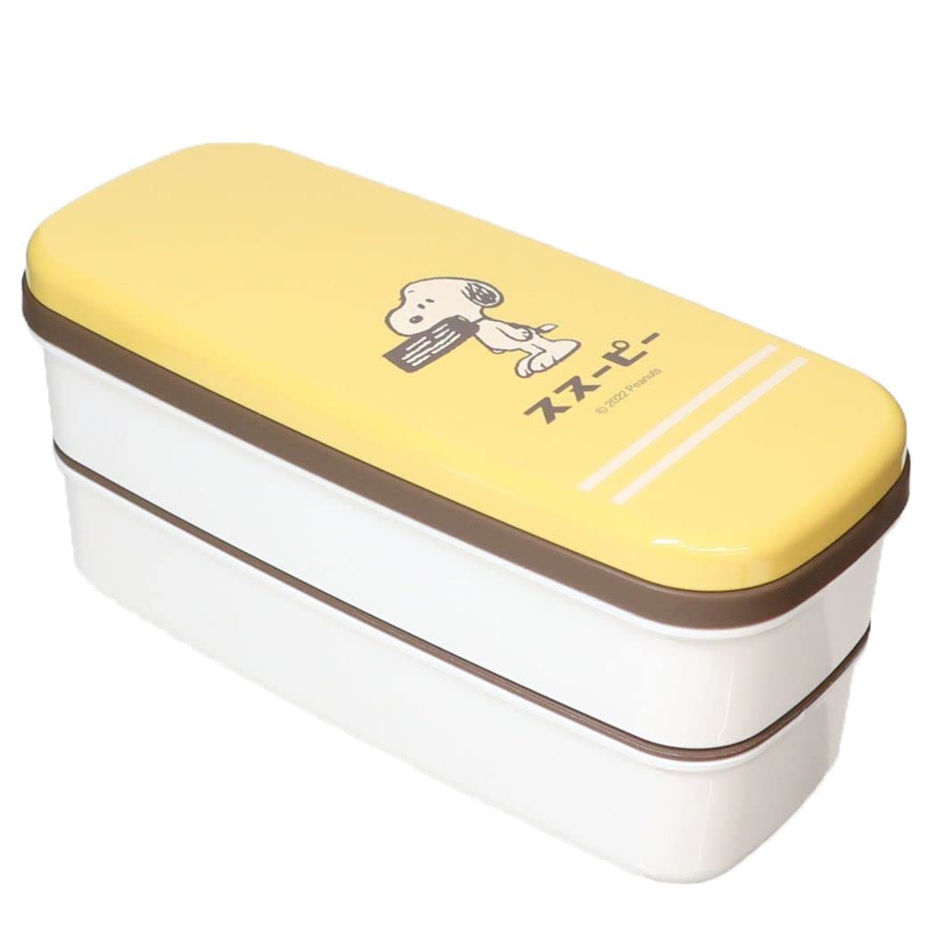 

Kamiojapan Snoopy Elongated Microwave 2 Tier Lunch Box with New School Peanuts [Lunch Box] Chopsticks/Retro жёлтый