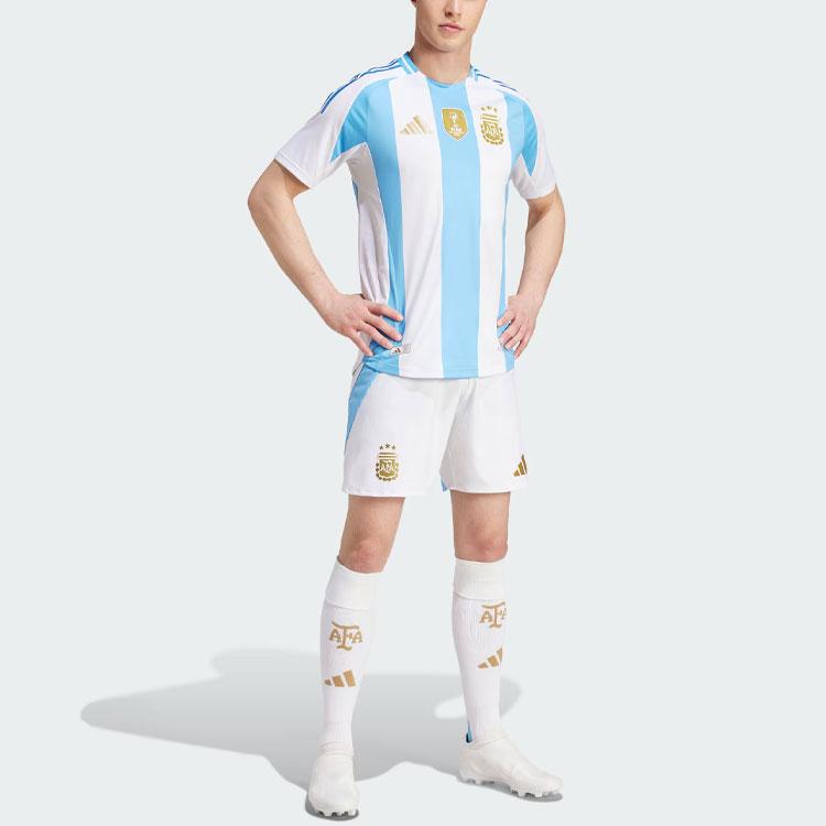 Adidas Argentina 24 Home Shorts With Logo Print And Elastic Waist Men Bottoms White Blue IN6928
