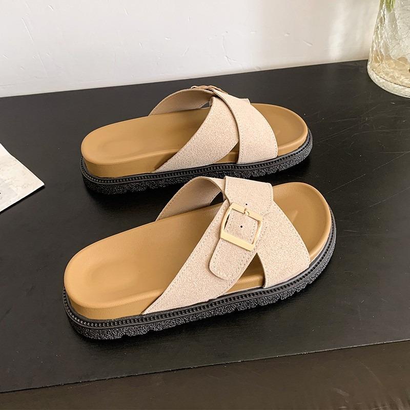 Flat-bottomed Cross-strip Flip-flops, New Style Women's Beach Sandals, Women's Shoes