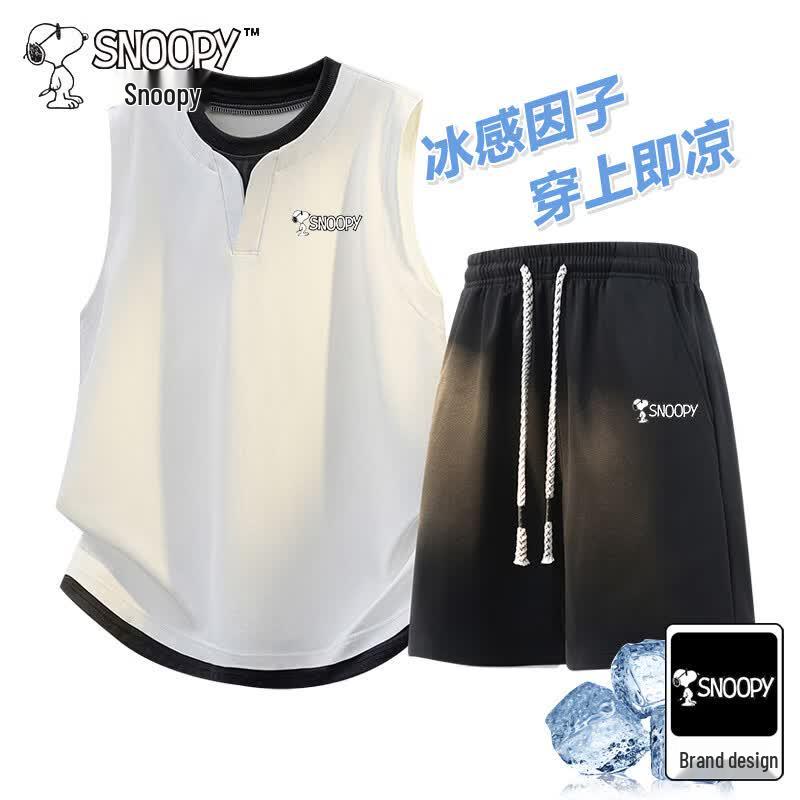 Snoopy Men's Faux Two-Piece Summer Set