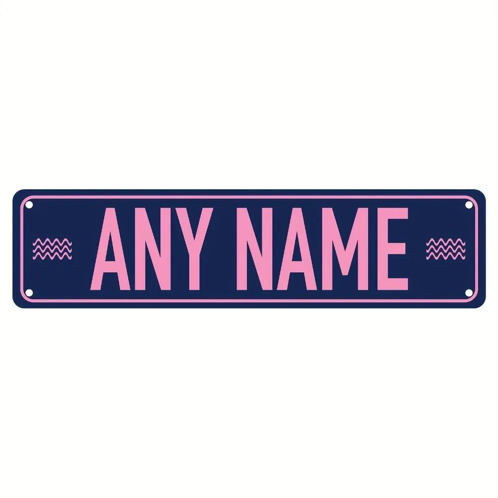 Personalisierter 2D-Flachguss-Straßenschild | 15,75×3,94\ Benutzerdefinierter Name & Nachricht | Mehrfarbige Wanddekoration für jede Szene