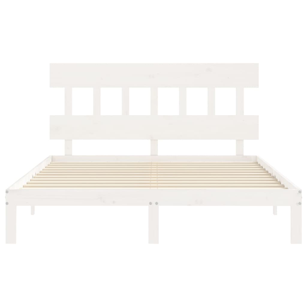 Vidaxl Bed Frame Without Mattress, White, 160X200 Cm, Solid Pine Wood