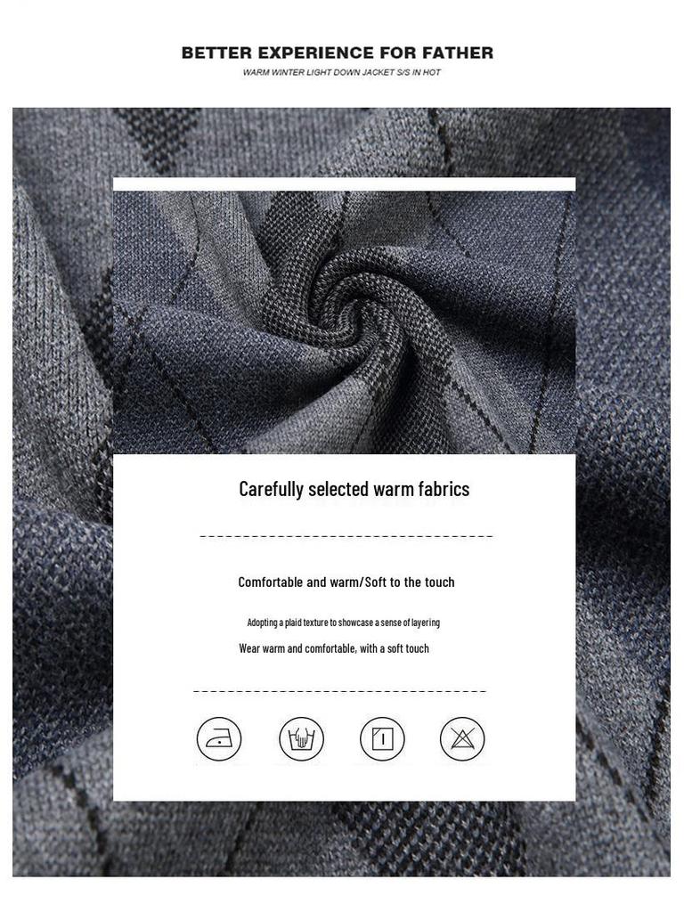 Men's Winter Sleeveless Plaid Knit Sweater Vest - Thick & Warm, Middle-aged Casual Style