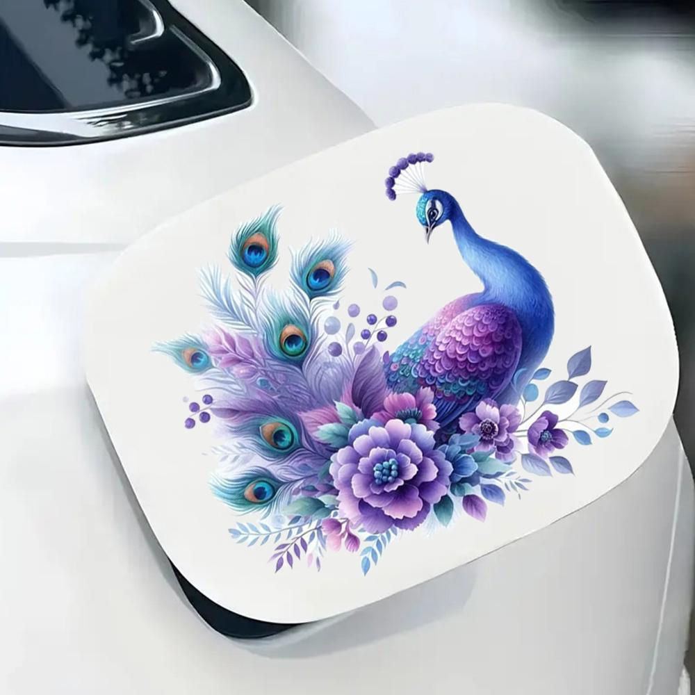 QT2370#15cm Peacock And Floral Pattern Car Sticker for Laptop, Truck,Motorcycle, Window