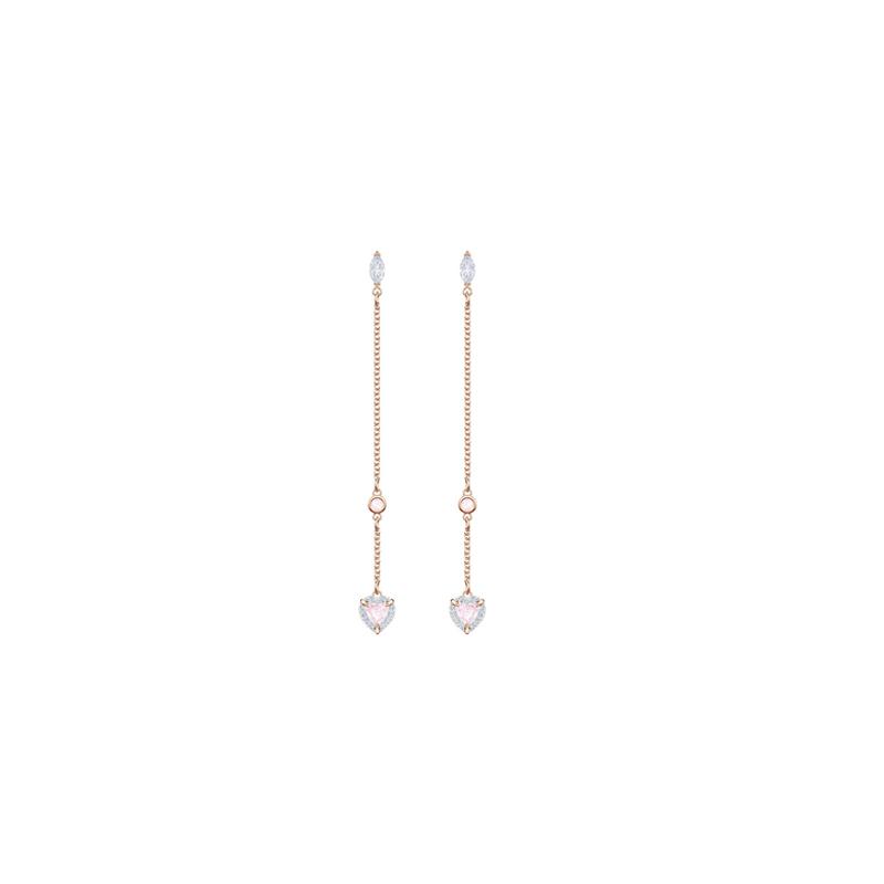 Swarovski Sparkling pink love pink heart long earrings 5439316