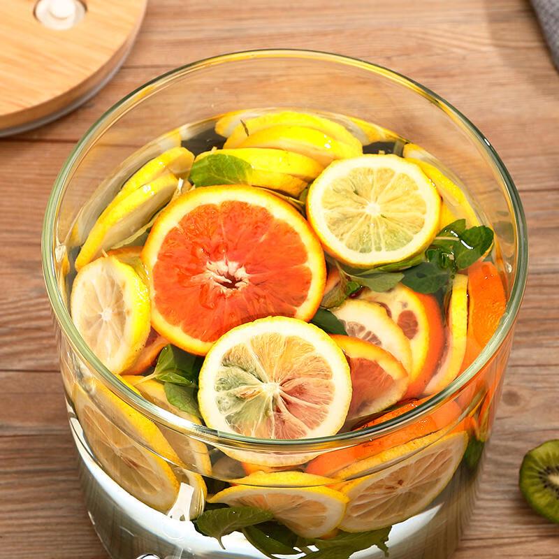 Huabeishi Glas Getränkespender mit Edelstahlhahn und Bambusständer