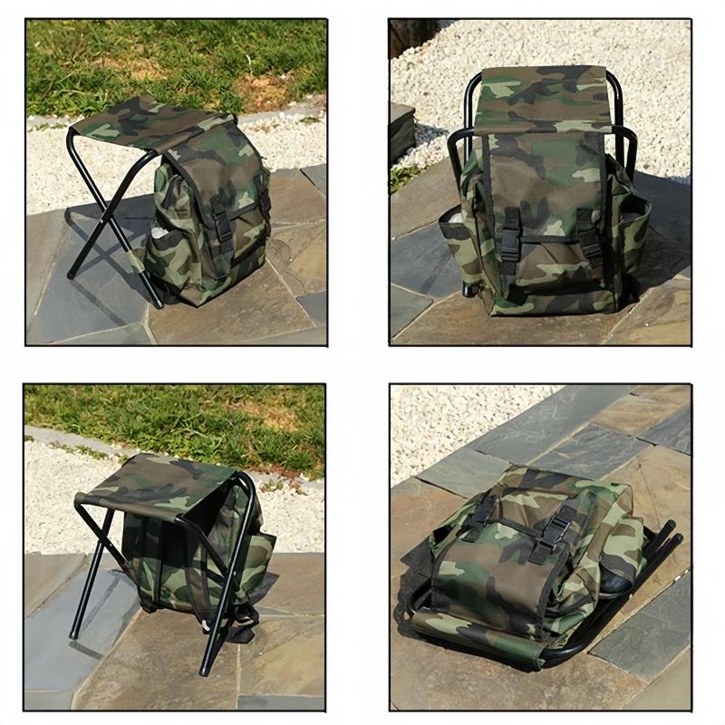 2 in 1 Portable Foldable Backpack Chair Light Fishing Stool Outdoor Mountaineering Bag Camping Traveling Hiking Equipment