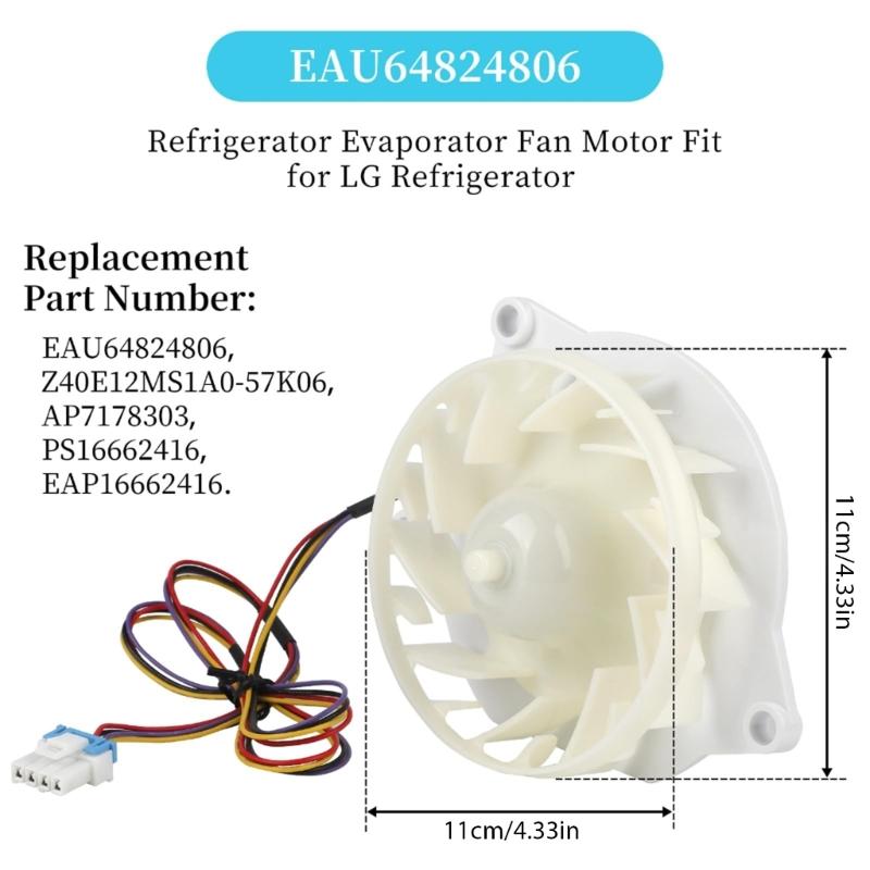 Quiet Refrigerator Evaporator Fan Motor for EAU64824806 Freezer Replacement Part Fridge Condenser Fan Motor Accessories