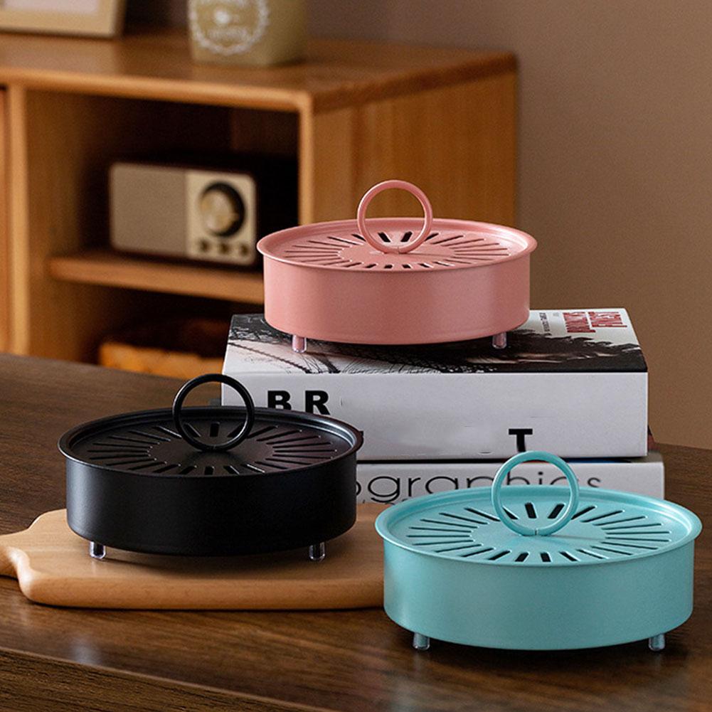Portable Mosquito Coils Holder Large Metal Repellent Burner Incense Rack Cover With Tray Box Mo W9S9