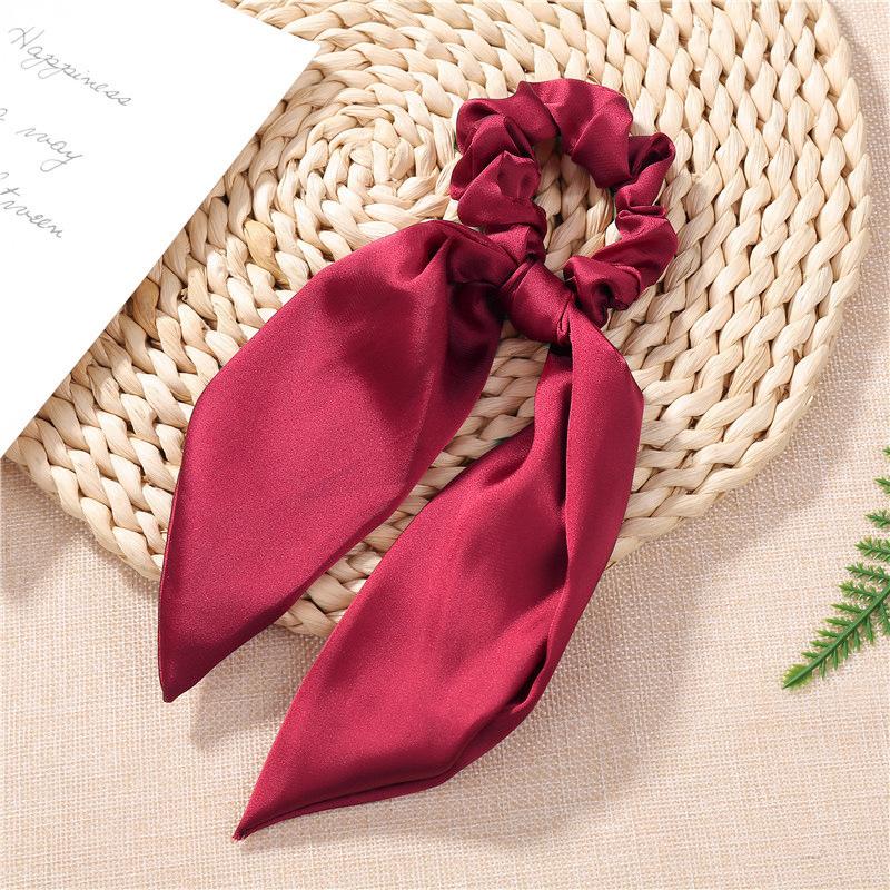 Fashion Leopard Print Bow Satin Long Ribbon Ponytail Scarf Hair Tie Scrunchies Women Girls Elastic Hair Bands Hair Accessories