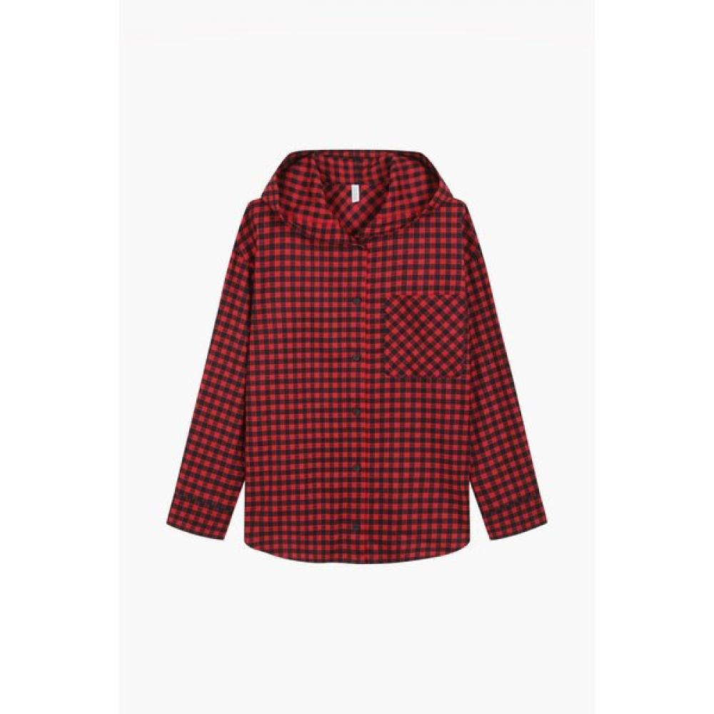 Benetton Hooded Check Blouse Bablf4561 IV (ivory)/42