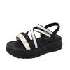 Summer platform niche 2025 new sandals fairy wind cross roman shoelaces Internet celebrity Korean version of sandals woman