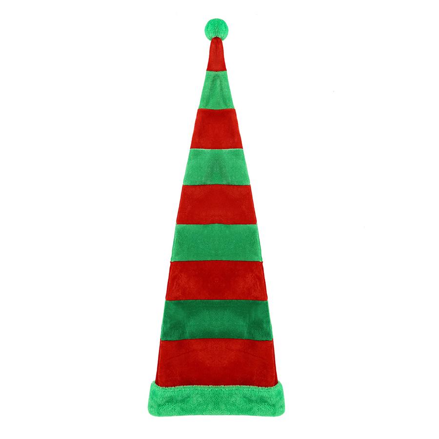 Christmas Hat Long Bendable Striped Felt Plush Santa Claus Cap Christmas 60cm